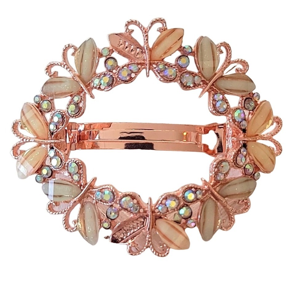 Rhinestone and Beaded Hair Clip Butterflies Green Yellow Bride Homecoming Prom